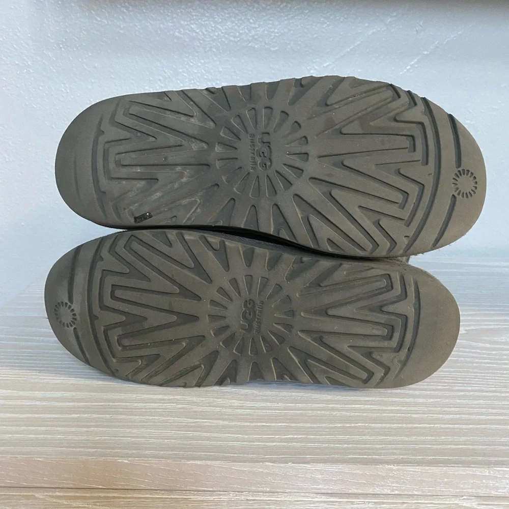 UGG Australia Bailey Button Triplet Tall Gray Suede Boots Size 7